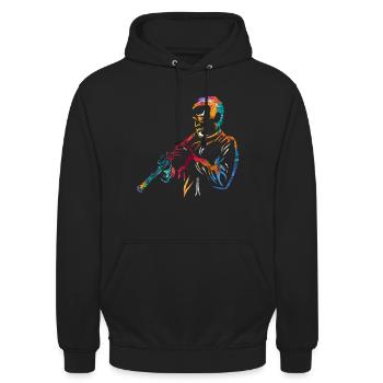 Oboe Geschenk - Unisex Hoodie - Schwarz - Vorne - Alina (178cm) & Michal (187cm)