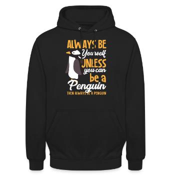 Pinguin Tier Geschenk - Unisex Hoodie - Schwarz - Vorne - Alina (178cm) & Michal (187cm)