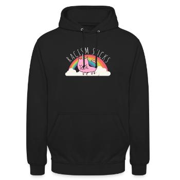Le racisme, c'est nul. Redonnez au racisme ses - Sweat-shirt à capuche unisexe - noir - Devant - Alina (178cm) & Michal (187cm)