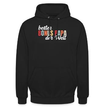 Bester Bonus Papa lustiges Geschenk - Unisex Hoodie - Schwarz - Vorne - Alina (178cm) & Michal (187cm)