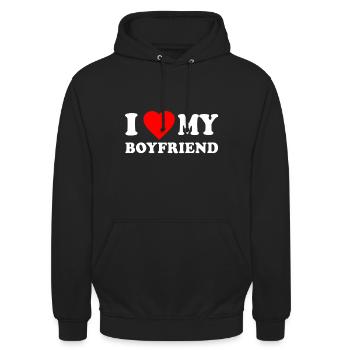J'aime mon petit ami - Sweat-shirt à capuche unisexe - noir - Devant - Alina (178cm) & Michal (187cm)