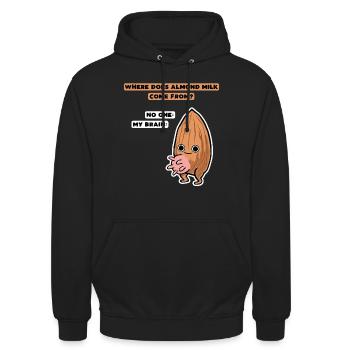 Anti Vegan Mandel Milch Geschenk - Unisex Hoodie - Schwarz - Vorne - Alina (178cm) & Michal (187cm)