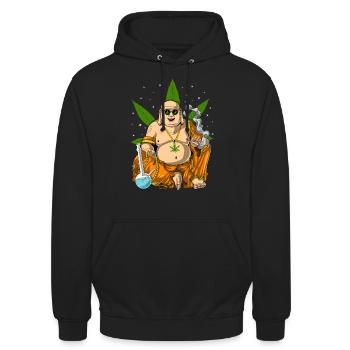 Bouddha fumer de l'herbe - Sweat-shirt à capuche unisexe - noir - Devant - Alina (178cm) & Michal (187cm)