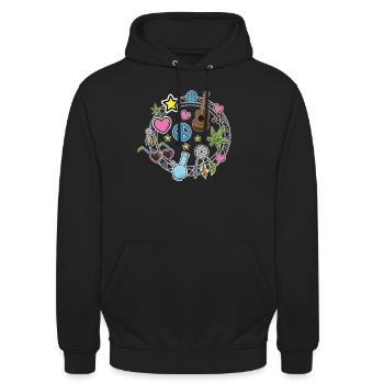 Signe de la paix hippie amour coeur dream catcher star - Sweat-shirt à capuche unisexe - noir - Devant - Alina (178cm) & Michal (187cm)