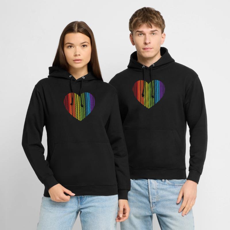 REGENBOGEN BARCODE HERZ - RAINBOW BARCODE HEART Unisex Hoodie