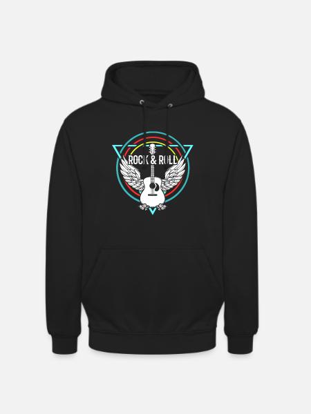 Rock n Roll Rock Roll Rock n Roll guitar guitarist - Unisex Hoodie - black