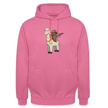 Lama sloth Christmas present - Unisex Hoodie - pink - Front - Alina (178cm) & Michal (187cm)