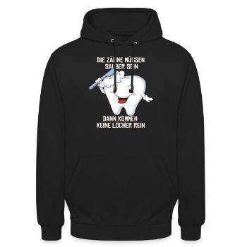 Tooth Fairy ZFA Tooth Toothbrush Dental Gift - Unisex Hoodie - black - Front - Alina (178cm) & Michal (187cm)