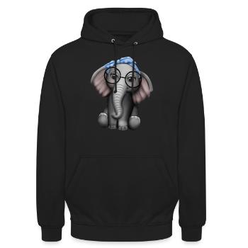 Éléphant nerd lunettes bandeau éléphant - Sweat-shirt à capuche unisexe - noir - Devant - Alina (178cm) & Michal (187cm)