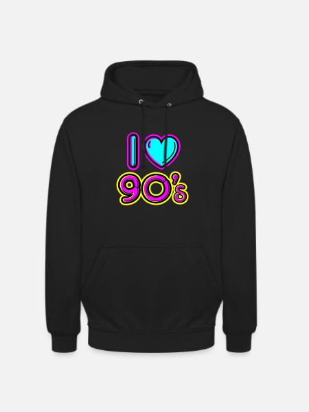 90'erne Love I love 90's gave idé 90'erne - Hættetrøje unisex - sort