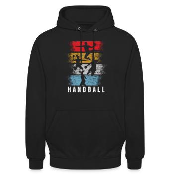 Handball Torwart Spieler Retro Geschenk - Unisex Hoodie - Schwarz - Vorne - Alina (178cm) & Michal (187cm)