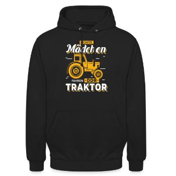 Landwirtin Bäuerin Traktor Landmaschinen Geschenk - Unisex Hoodie - Schwarz - Vorne - Alina (178cm) & Michal (187cm)