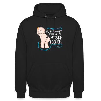 Du Kannst Mich Mal Am Arsch Lecken Lustiger SPruch - Unisex Hoodie - Schwarz - Vorne - Alina (178cm) & Michal (187cm)