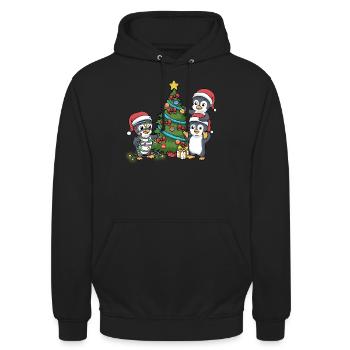 Weihnachtspinguin Weihnachten Pinguin Baum Advent - Unisex Hoodie - Schwarz - Vorne - Alina (178cm) & Michal (187cm)