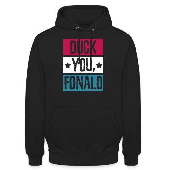Don Donald America, président d'Anti  USA - Sweat-shirt à capuche unisexe - noir - Devant - Alina (178cm) & Michal (187cm)