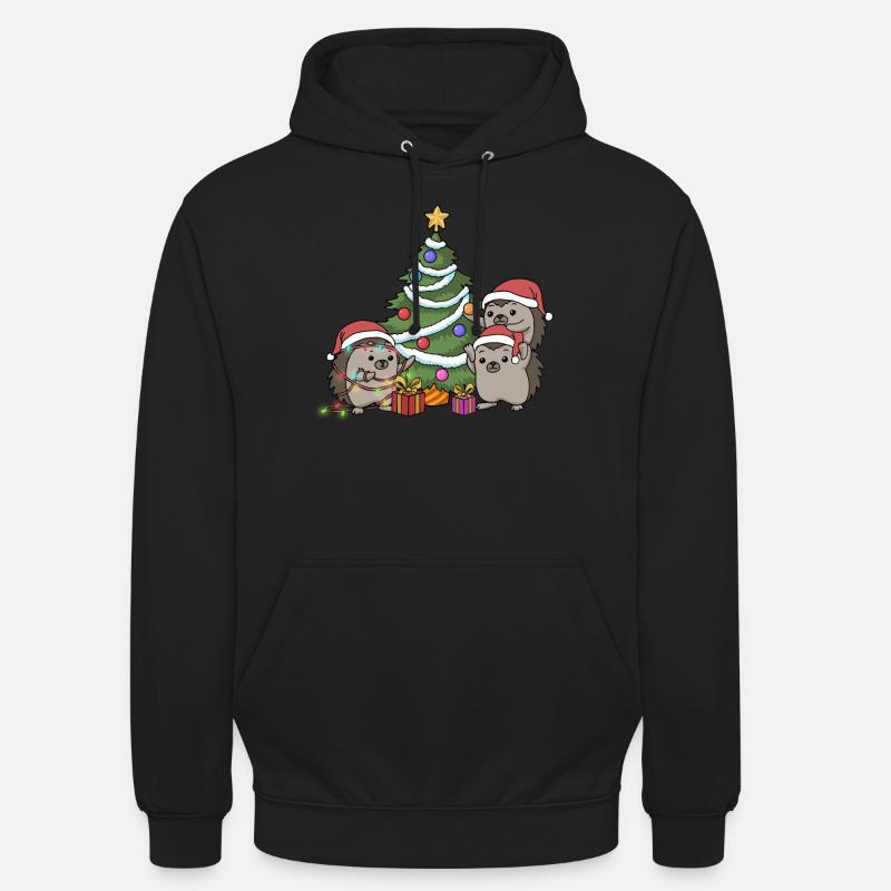 Hérisson de Noël Arbre de Noël Décorer l'Avent - Sweat-shirt à capuche unisexe - noir
