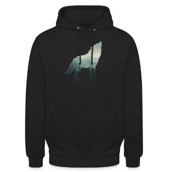 Wolf - Unisex Hoodie - Schwarz - Vorne - Alina (178cm) & Michal (187cm)