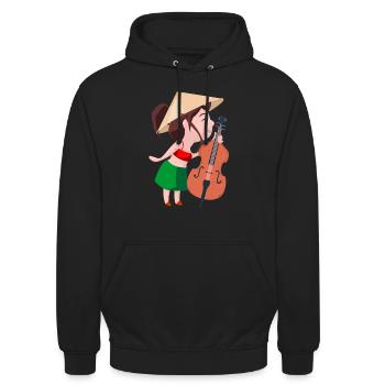 Une fille avec contrebasse - Sweat-shirt à capuche unisexe - noir - Devant - Alina (178cm) & Michal (187cm)