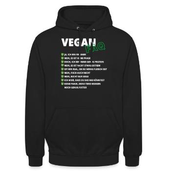 Vegan FAQ Design für Veganer und Veganerin - Unisex Hoodie - Schwarz - Vorne - Alina (178cm) & Michal (187cm)
