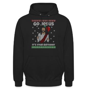 Jesus It's Your Birthday Heiligabend Weihnachten - Unisex Hoodie - Schwarz - Vorne - Alina (178cm) & Michal (187cm)