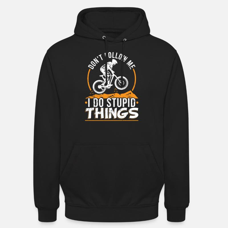 Ne me suivez pas, je fais des choses stupides MTB Downhill - Hættetrøje unisex - sort