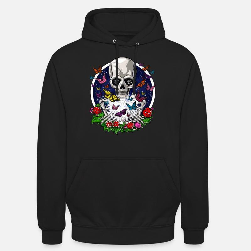 Squelette de papillons psychédéliques - Sweat-shirt à capuche unisexe - noir