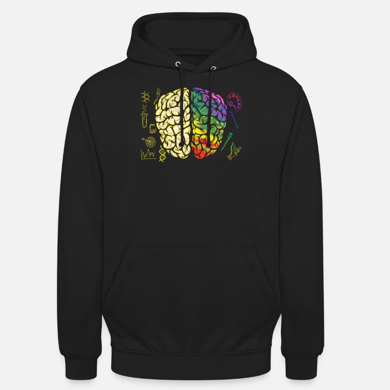 Brain Brain Brain Half Analytical Creative - Unisex Hoodie - black