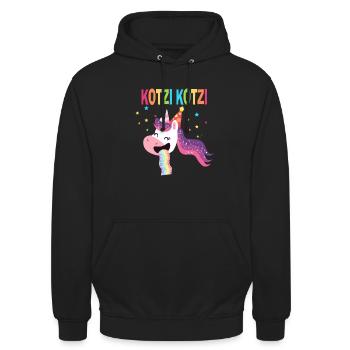 Einhorn Party Alkoholisiert Betrunken - Unisex Hoodie - Schwarz - Vorne - Alina (178cm) & Michal (187cm)