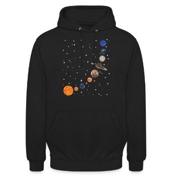 Milchstraße Planeten - Unisex Hoodie - Schwarz - Vorne - Alina (178cm) & Michal (187cm)