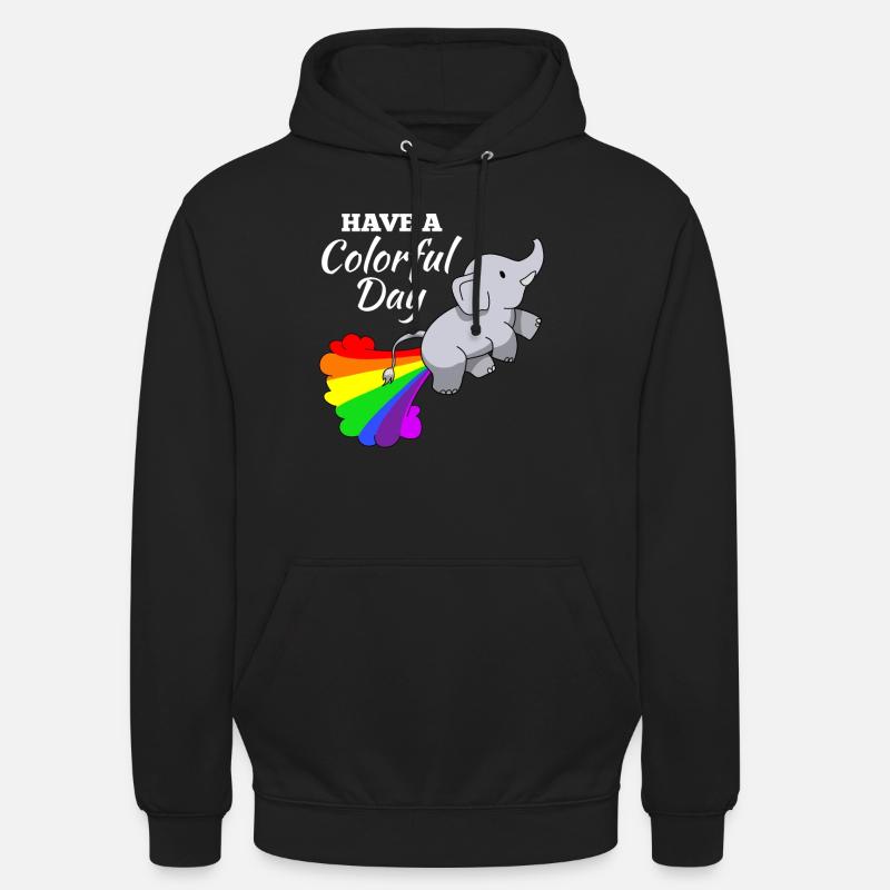 Elephant joke comic illustration rainbow - Unisex Hoodie - black