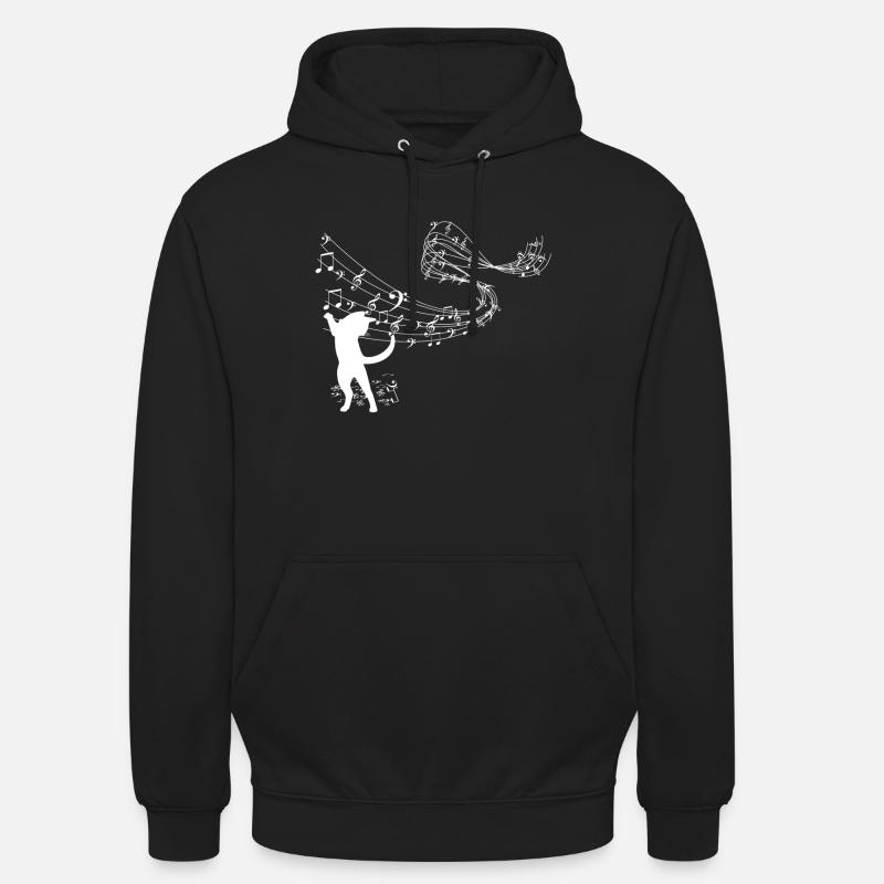 Notes de musique de chat - Sweat-shirt à capuche unisexe - noir