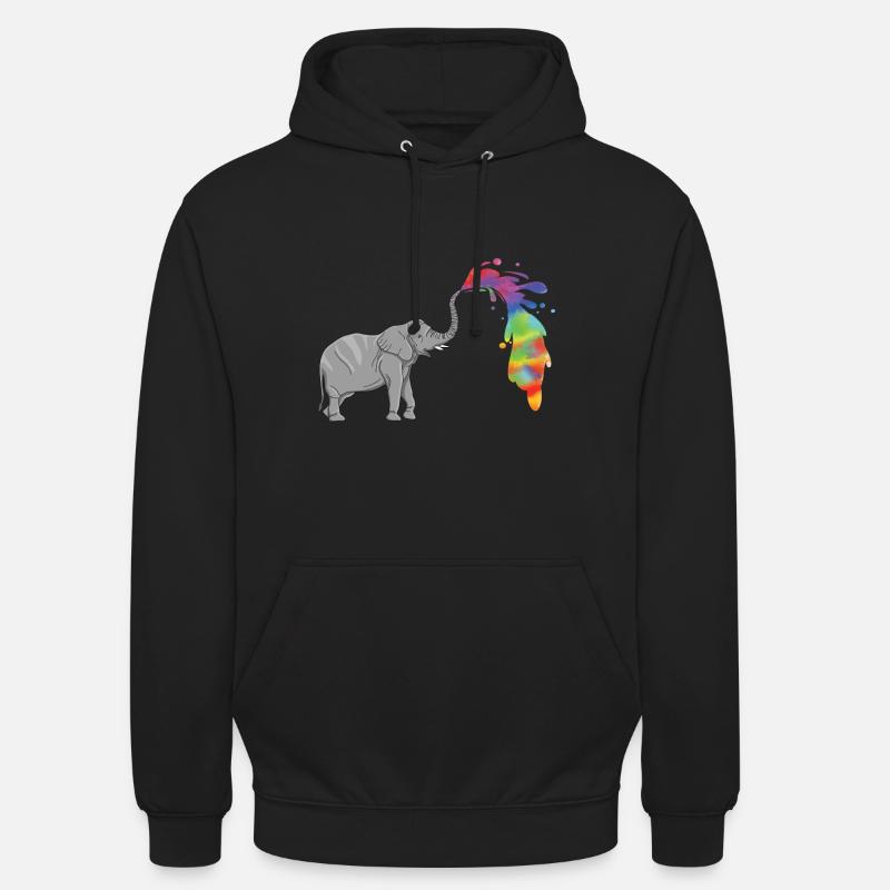 Éléphant fontaine colorée - Sweat-shirt à capuche unisexe - noir