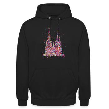 Kölner Dom, Konfetti - Unisex Hoodie - Schwarz - Vorne - Alina (178cm) & Michal (187cm)