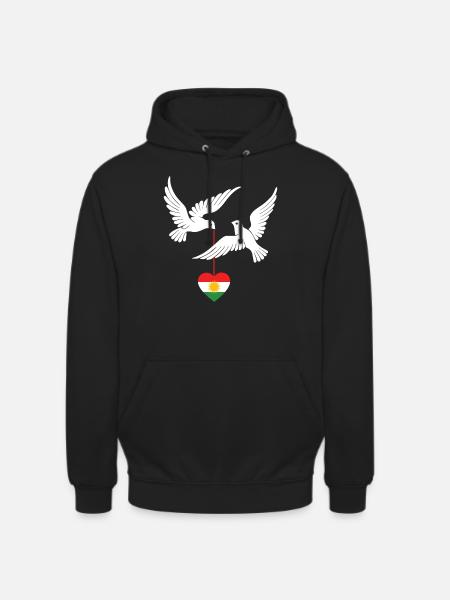 Kurdistan design kurdisk flagga med två duvor - Luvtröja unisex - svart