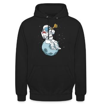 Trompete Shirt Kinder Astronaut Band Jazz Musik - Unisex Hoodie - Schwarz - Vorne - Alina (178cm) & Michal (187cm)