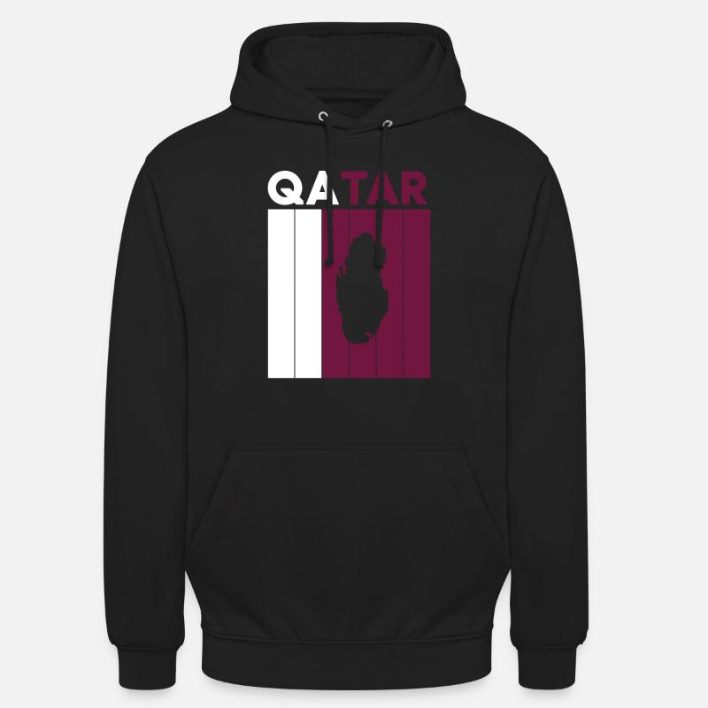 Drapeau et frontière du Qatar - Sweat-shirt à capuche unisexe - noir