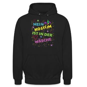 Mein Kostüm ist in der Wäsche - Unisex Hoodie - Schwarz - Vorne - Alina (178cm) & Michal (187cm)