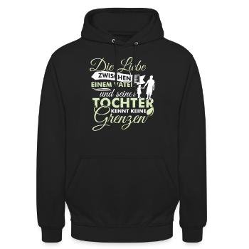 Liebe Vater und Tochter, Vatertag, Geschenkidee - Unisex Hoodie - Schwarz - Vorne - Alina (178cm) & Michal (187cm)