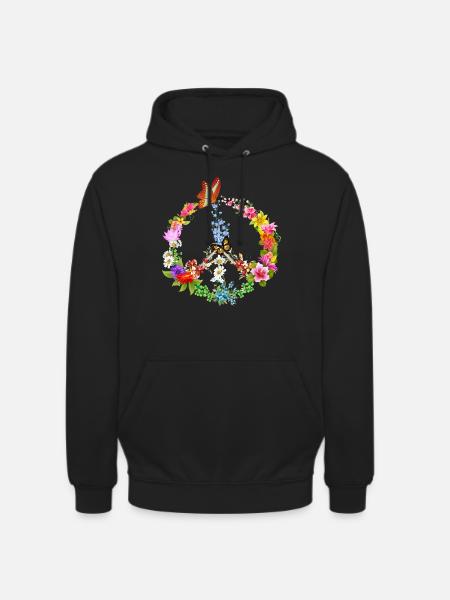 Peace sign butterfly - Unisex Hoodie - black
