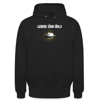 Leberkäse Brötchen Lustiges Franken Geschenk - Unisex Hoodie - Schwarz - Vorne - Alina (178cm) & Michal (187cm)