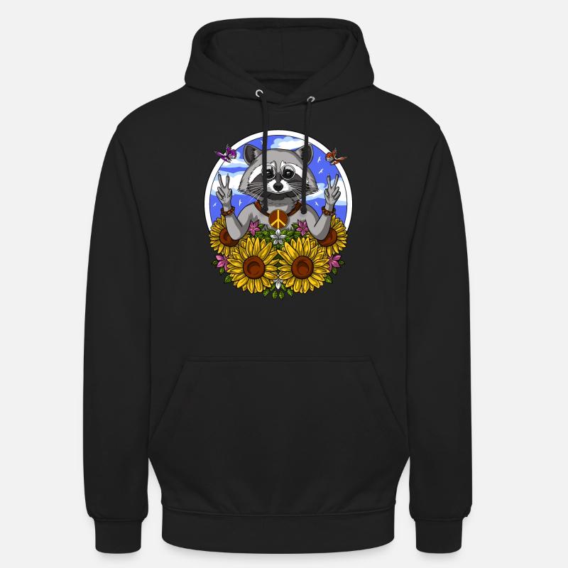 Hippie raton laveur - Sweat-shirt à capuche unisexe - noir
