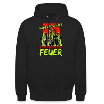 Feuerwehrtrupp Geschenk Spruch Feuerwehr - Unisex Hoodie - Schwarz - Vorne - Alina (178cm) & Michal (187cm)