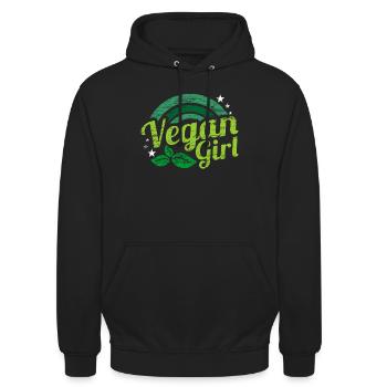 Veganerin Geschenk - Unisex Hoodie - Schwarz - Vorne - Alina (178cm) & Michal (187cm)