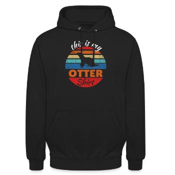 Süßes Otter Vintage Wiesel Marder Retro Design - Unisex Hoodie - Schwarz - Vorne - Alina (178cm) & Michal (187cm)