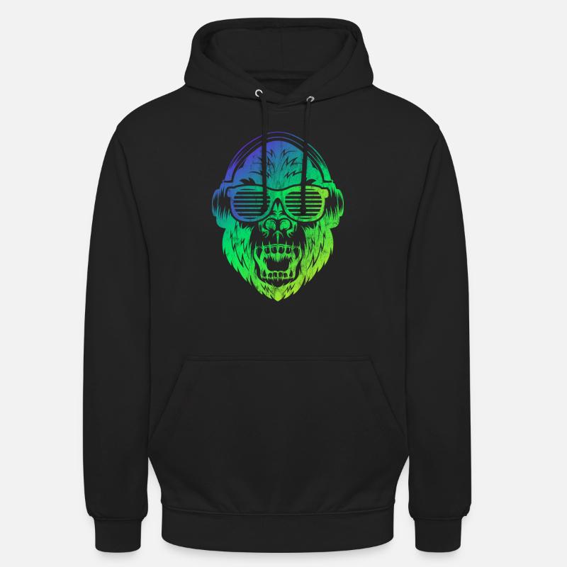 DJ monkey monkey with sunglasses - Unisex Hoodie - black