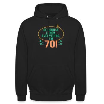 70. Geburtstag - Unisex Hoodie - Schwarz - Vorne - Alina (178cm) & Michal (187cm)