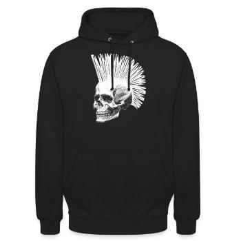 Punk Totenkopf Schädel Geschenk Punkrock - Unisex Hoodie - Schwarz - Vorne - Alina (178cm) & Michal (187cm)