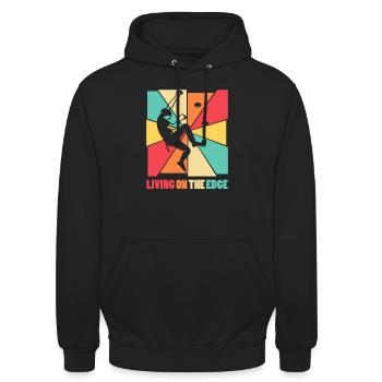 Leben am Rande Kletterwand - Unisex Hoodie - Schwarz - Vorne - Alina (178cm) & Michal (187cm)