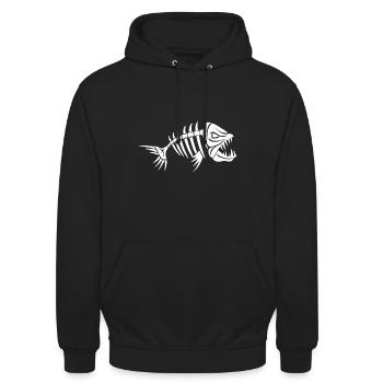 Gruseliger Fisch - Unisex Hoodie - Schwarz - Vorne - Alina (178cm) & Michal (187cm)