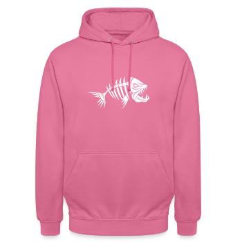 Gruseliger Fisch - Unisex Hoodie - Pink - Vorne - Alina (178cm) & Michal (187cm)